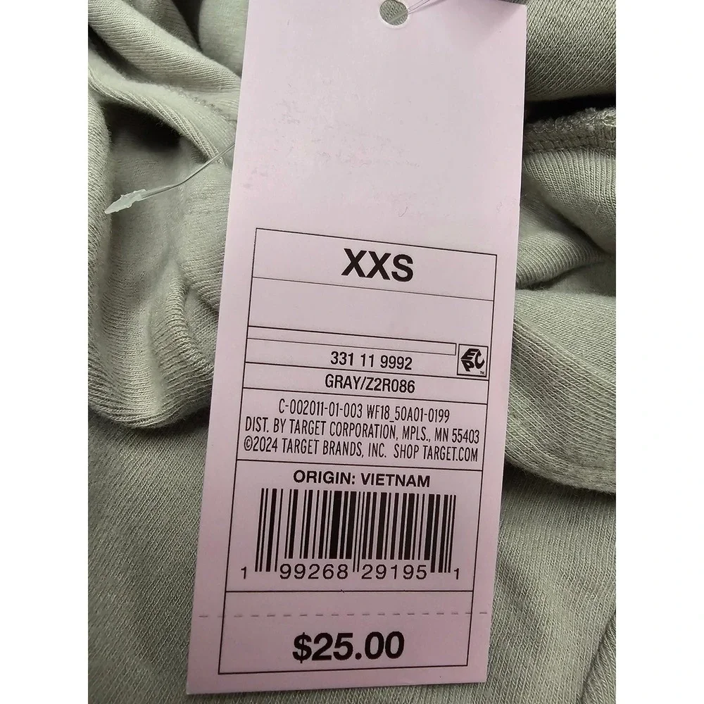 Wild Fable Gray Hooded Long Sleeve Top XXS Cotton Modal Stretch 331 11 9992 NWT - Picture 3 of 7
